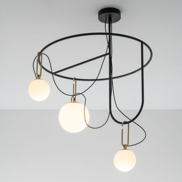 Artemide nh S4 suspension en verre, à 3 lampes Artemide