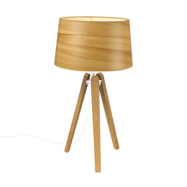 Aluminor Lampe Essence LT, abat-jour coton aspect bois Aluminor