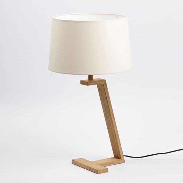 Aluminor Lampe à poser Memphis LT en bois et tissu, blanche Aluminor