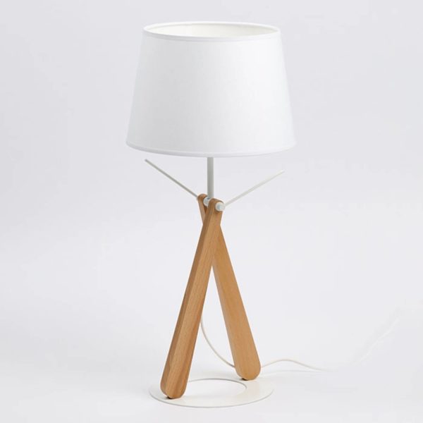 Aluminor Lampe à poser Zazou LT blanche/bois clair Aluminor