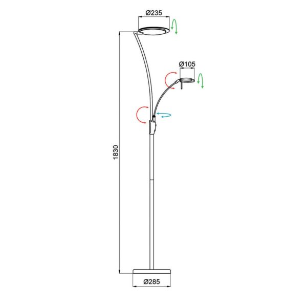 Aluminor Kitel 89 lampadaire LED avec liseuse LED Aluminor