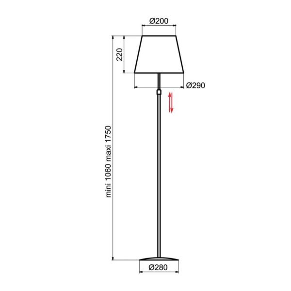 Aluminor Store lampadaire noir/rouge Aluminor