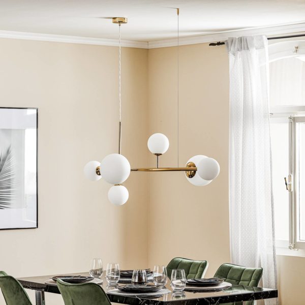 ALDEX Suspension Dione, à 6 lampes, dorée ALDEX