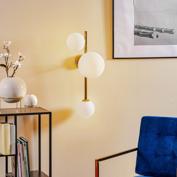 ALDEX Applique Dione à trois lampes, dorée ALDEX