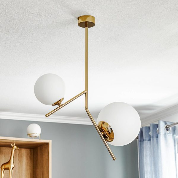 ALDEX Suspension Lunio, deux lampes, dorée ALDEX