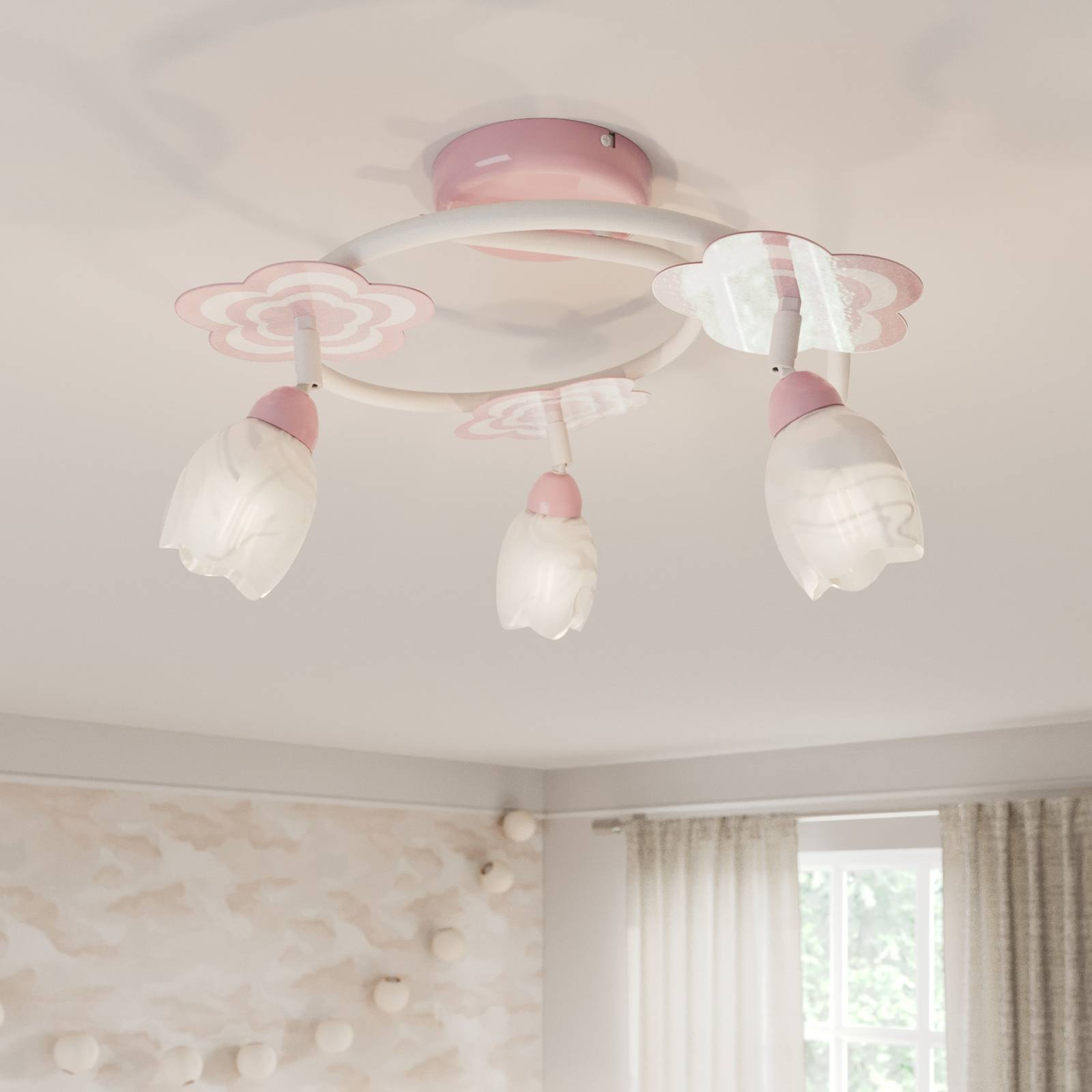 Alfa Plafonnier chambre d'enfant Mailin rose