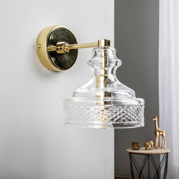 Argon Applique Crosby avec un bel abat-jour en verre Argon