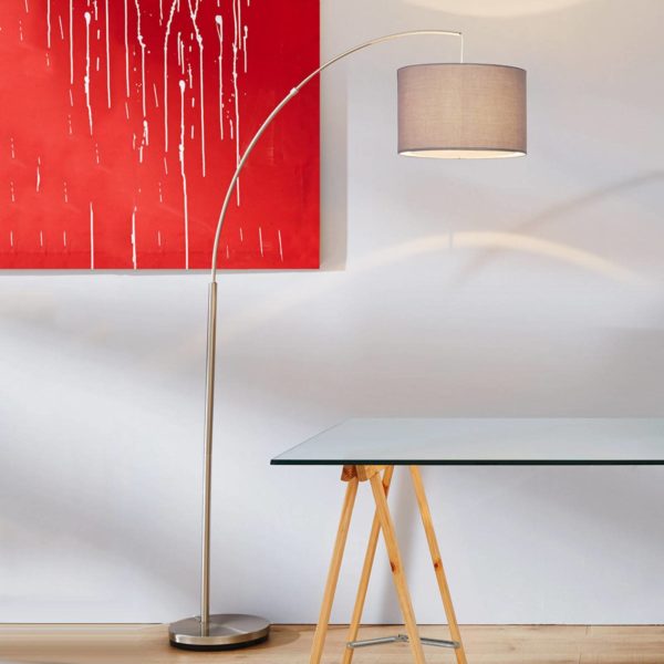 Brilliant Lampadaire arqué classique gris Clarie Brilliant