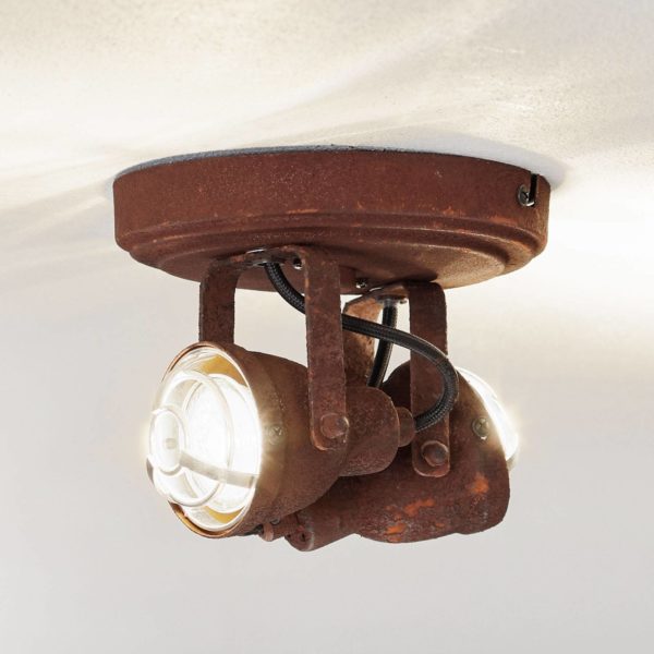 Brilliant Plafonnier rond Bente à 2 lampes, aspect rouille Brilliant