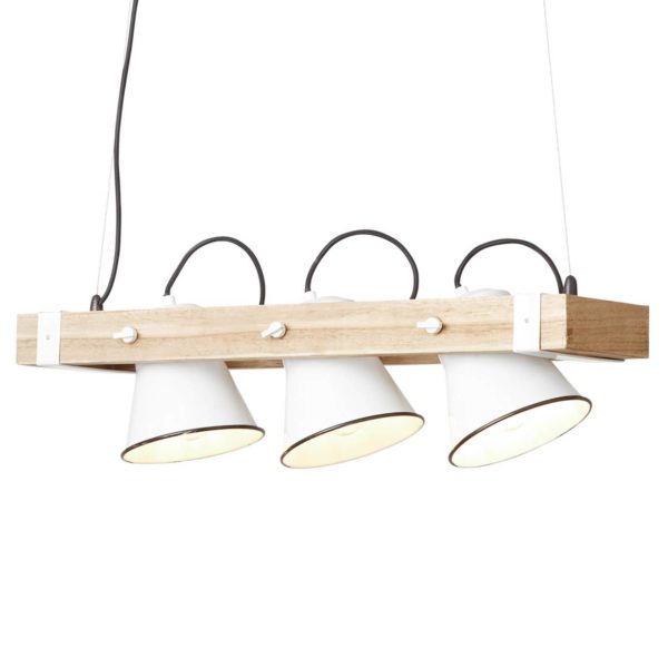 Brilliant Suspension Plow à 3 lampes blanc bois clair Brilliant