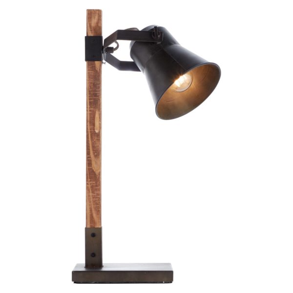 Brilliant Lampe à poser Plow, noire/bois foncé Brilliant