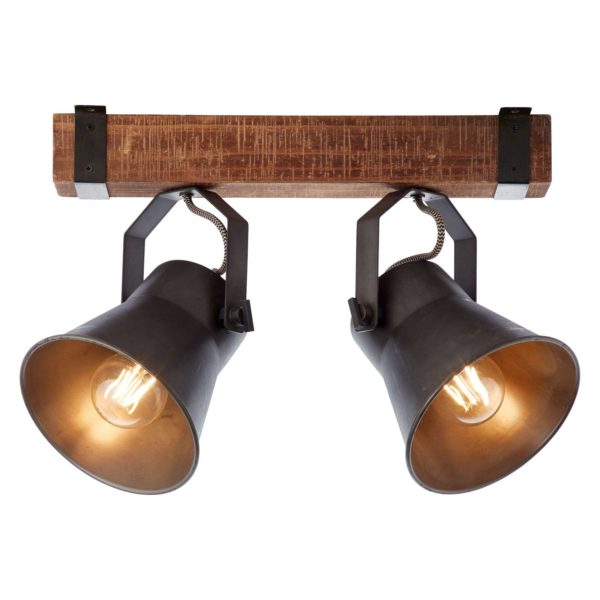 Brilliant Spot pour plafond Plow, noir/bois foncé Brilliant