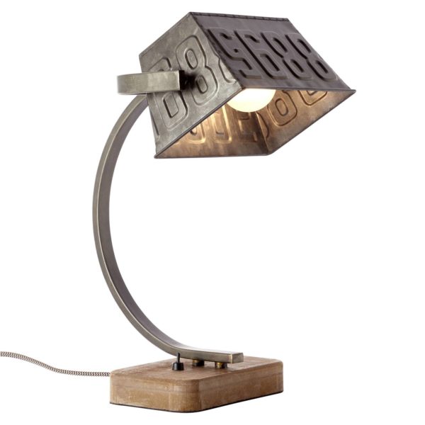 Brilliant Lampe à poser en métal Drake avec pied en bois Brilliant