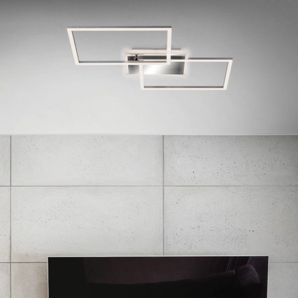 Briloner Plafonnier LED Frame à 2 lampes CCT, aluminium Briloner