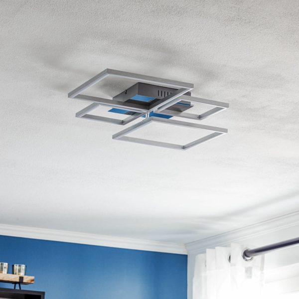 Briloner Plafonnier LED Frame, CCT, 4 lampes, aluminium Briloner