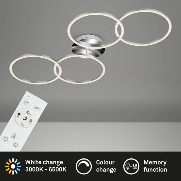 Briloner Plafonnier LED Frame Ring CCT aluminium 4 lampes Briloner
