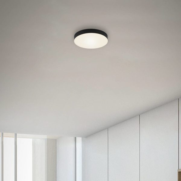 Briloner Plafonnier LED Flame, Ø 15,7 cm, noir Briloner
