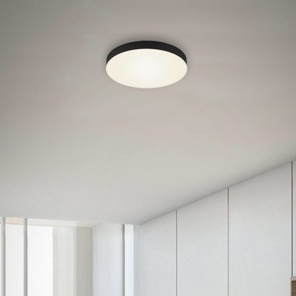 Briloner Plafonnier LED Flame, Ø 21,2 cm, noir Briloner