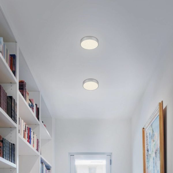 Briloner Plafonnier LED Flame Star, Ø 15,7 cm, argenté Briloner