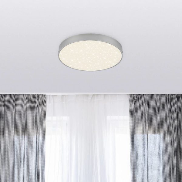 Briloner Plafonnier LED Flame Star, Ø 21,2 cm, argenté Briloner