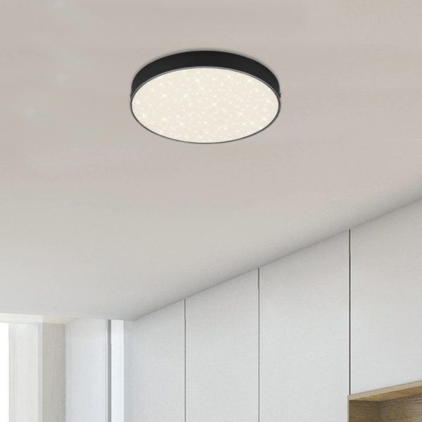 Briloner Plafonnier LED Flame Star, Ø 21,2 cm, noir Briloner