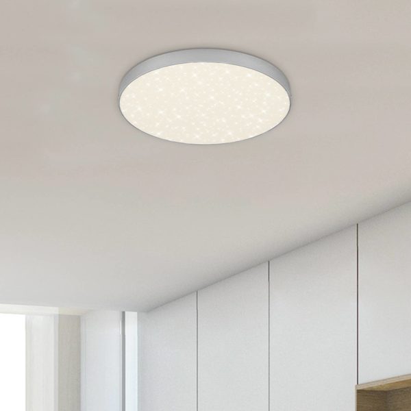 Briloner Plafonnier LED Flame Star, Ø 28,7 cm, argenté Briloner