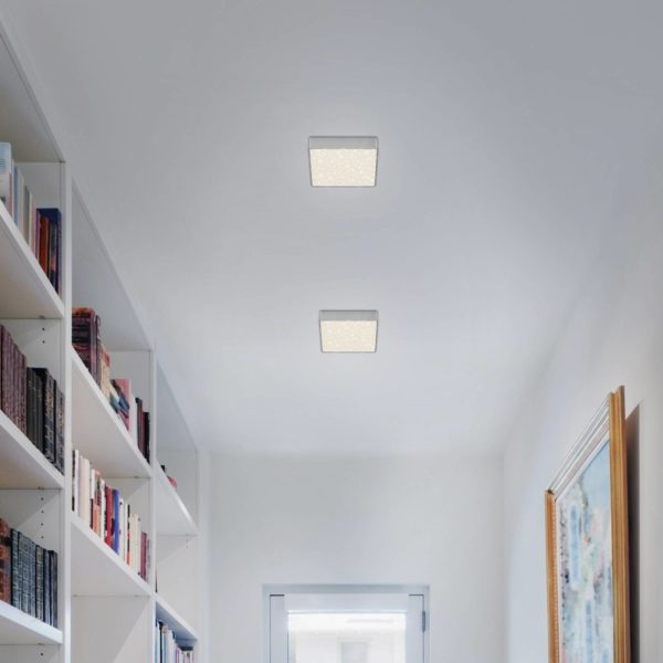 Briloner Plafonnier LED Flame Star, 15,7 x 15,7 cm argenté Briloner