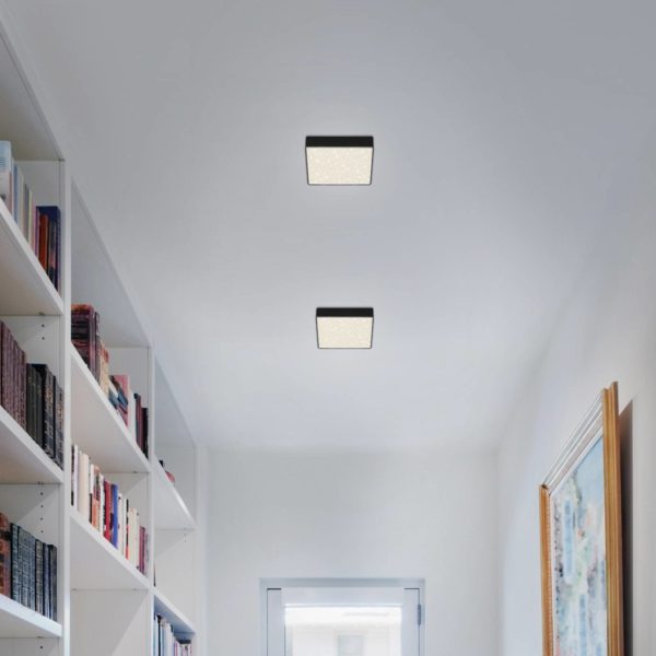Briloner Plafonnier LED Flame Star, 15,7 x 15,7 cm noir Briloner