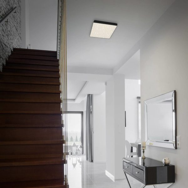 Briloner Plafonnier LED Flame Star, 21,2 x 21,2 cm noir Briloner