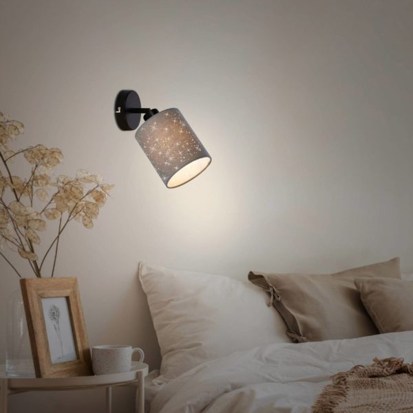 Briloner Spot mural Stofa à effet étoilé, une lampe, gris Briloner