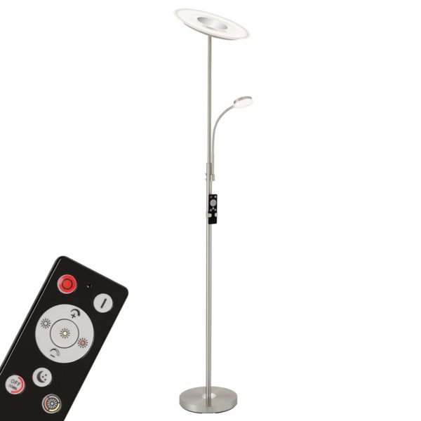 Briloner Lampadaire à éclairage indirect LED Agiled, nickel, intensité variable, Briloner