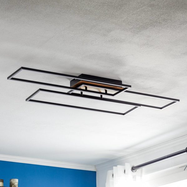 Briloner Plafonnier LED Frame, télécommande, CCT, noir Briloner