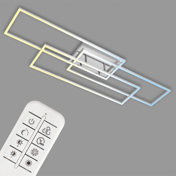 Briloner Plafonnier LED Frame, télécommande, CCT, chromé Briloner