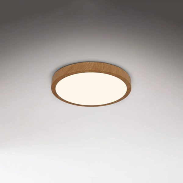 Briloner Plafonnier LED Runa Wood aspect bois 3.000 K Ø38cm Briloner