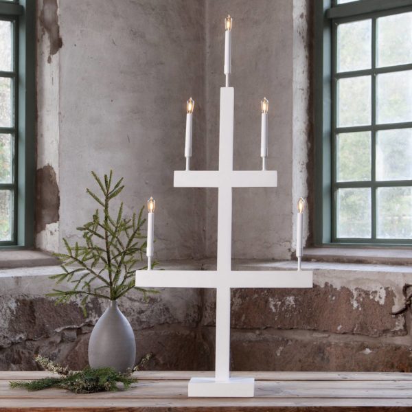STAR TRADING Lampe déco fenêtre Storm 5 lampes 118 cm blanche STAR TRADING