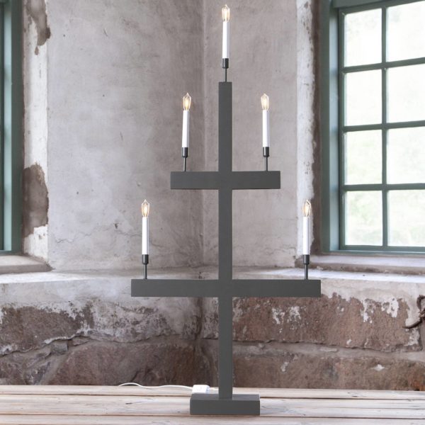 STAR TRADING Lampe déco fenêtre Storm 5 lampes 118cm gris foncé STAR TRADING