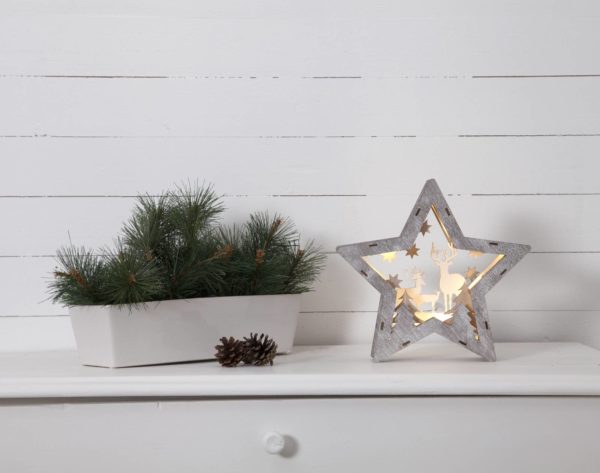 STAR TRADING Étoile décorative LED Faune en bois