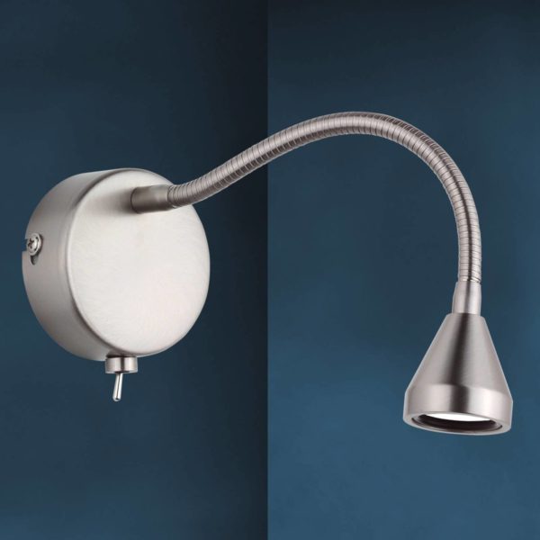 Busch Applique murale LED Mini, bras flexible, nickel, 3.000K Busch