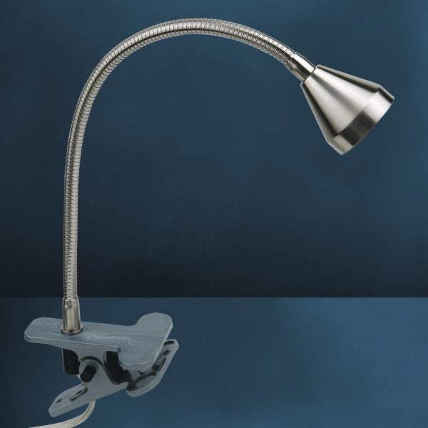 Busch Lampe à pince LED Mini, bras flexible, nickel, 3.000K Busch