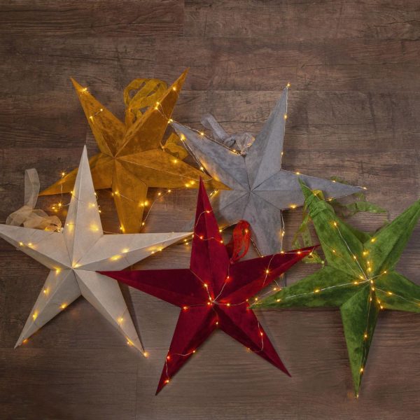 STAR TRADING Étoile déco Velvet guirlande LED Dew Drop rouge STAR TRADING