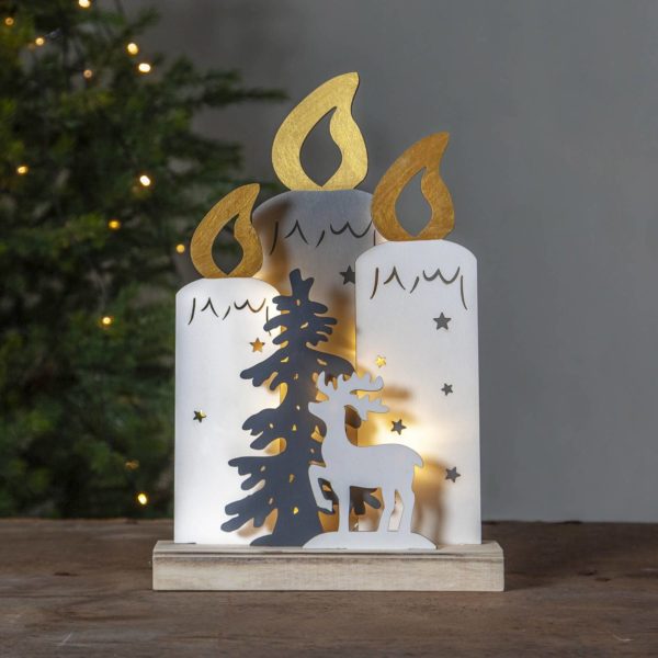 STAR TRADING Lampe décorative LED Fauna, bougie, arbre et cerf STAR TRADING