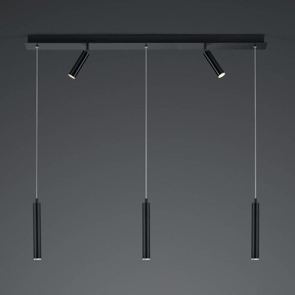 HELL Suspension LED Tom, à 5 lampes, noire HELL