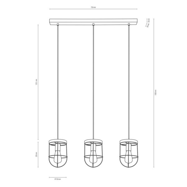 Envostar Neptuna Suspension à 3 lampes Linear Envostar