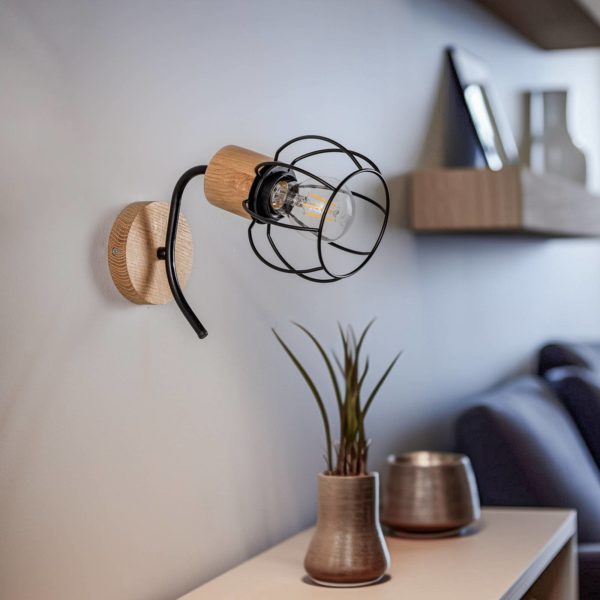 Envostar Ylva applique chêne/noir à 1 lampe Envostar