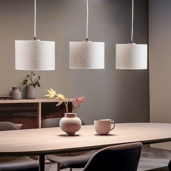 BRITOP Suspension Canvas abat-jour lin, à trois lampes BRITOP
