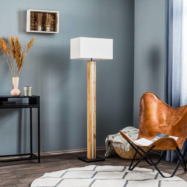BRITOP Lampadaire Elegance dimmable, placage chêne, beige BRITOP