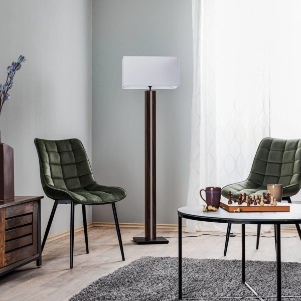 BRITOP Lampadaire Elegance dimmable, placage noyer, blanc BRITOP