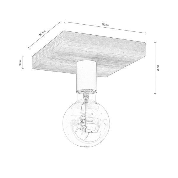 Envostar Lobo plafonnier à 1 lampe pin noyer Envostar