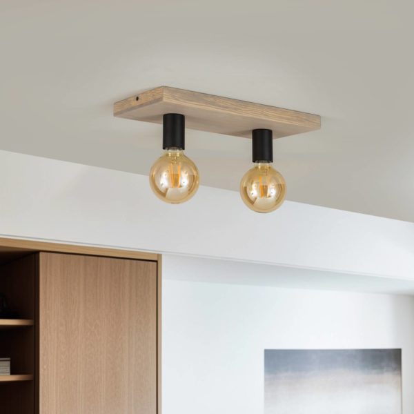 Envostar Lobo plafonnier à 2 lampes pin gris Envostar