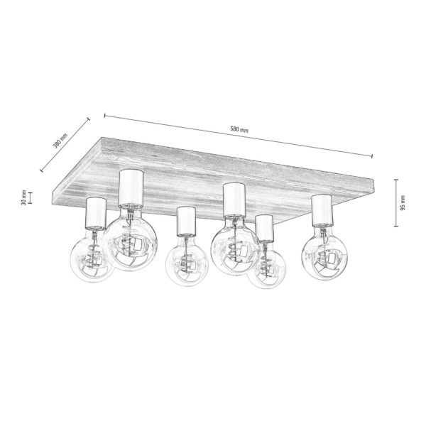 Envostar Lobo plafonnier à 6 lampes pin noyer Envostar